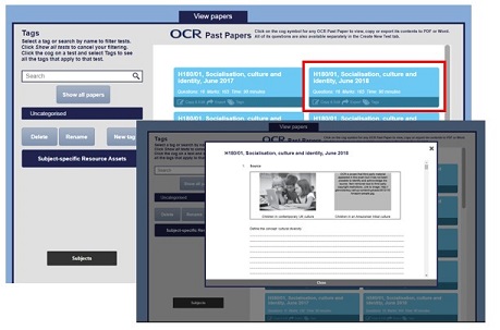 ExamBuilder-Sociology-4 ExamBuilder screenshot showing past papers