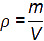 Equation showing rho equals m over V