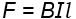 Force equals magnetic field strength multiplied by current multiplied by length within the field